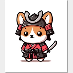 cute corgi super samurai warrior Posters and Art